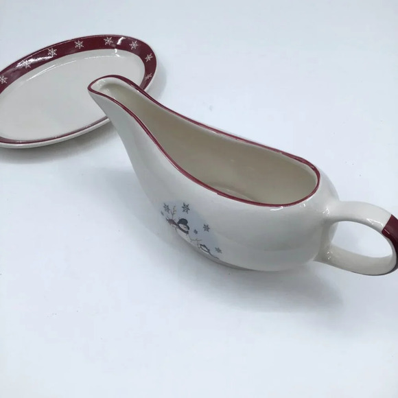Royal Seasons Christmas Snowmen Gravy Boat Underplate Relish and Serving Platter - Picture 10 of 15